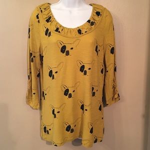 Anthropologie Postcard yellow dog top   Size M
